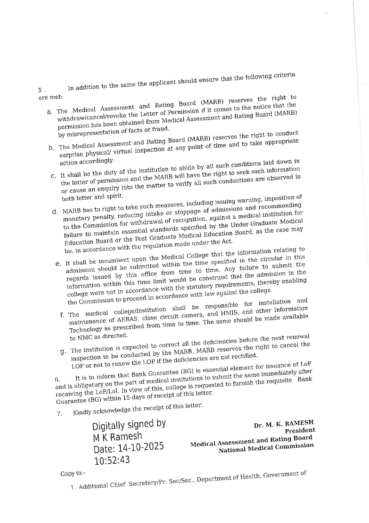 Letter of Permission